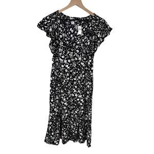 Navy Floral Cottage Ruched Midi Dress NWT